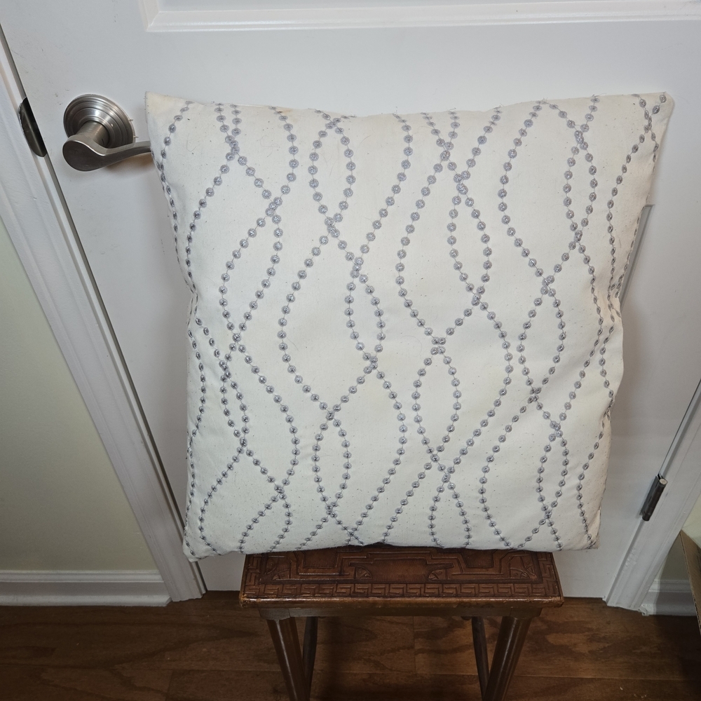 Decorative White and Gray Pillow